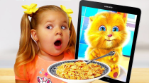 Thumbnail for Diana and Funny Cat eats Breakfast and Plays | ✿ Kids Diana Show