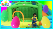 Thumbnail for HUGE EGGS Surprise Toys Challenge with Inflatable water slide | Ryan's World
