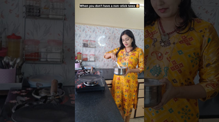 Thumbnail for "Make any tawa non-stick with this trick." 😉🤪🤣 #relatable #comedy #funny #shorts | Radhika Maroo