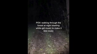 Thumbnail for POV: walking through the forest at night blasting white girl music to make it less scary | FunnyMemeSpot Backup