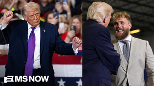 Thumbnail for Trump dances ‘YMCA,’ pals around with Jake Paul on Day 12 of war | MS NOW