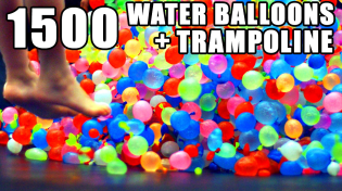 Thumbnail for 1500 Water Balloons + Trampoline- SLO MO!! | Mark Rober