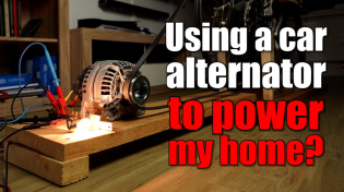 Thumbnail for Using a car alternator with a bike to power my home? How much energy can I produce?! | GreatScott!